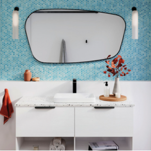 Capriccio Matte Black Asymmetrical Framed Mirror